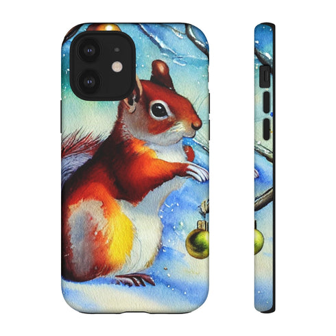 A Squirrel Decorates the Forest for Christmas - Impact Resistant Phone Case iPhone 12 Matte